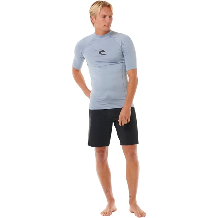 2024 Rip Curl Mens Waves UPF Perf Short Sleeve Rash Vest 142MRV - Sparky Blue